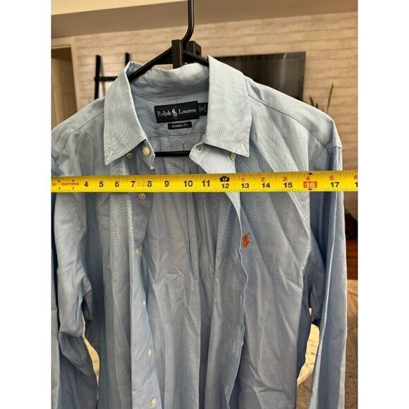 Ralph Lauren Light Blue Cotton Logo Embroidered Classic Fit Oxford Shirt Size 16 - Picture 4 of 6